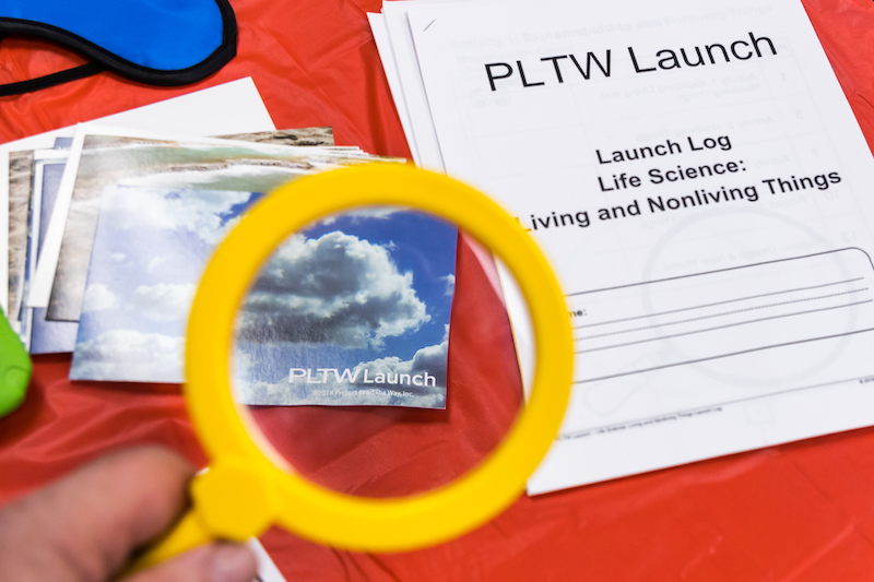 Magnifying glass and journal