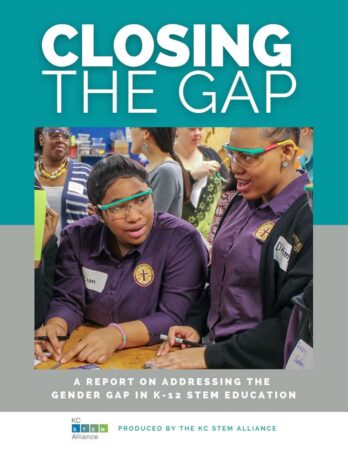 Closing the Gender Gap in K-12 STEM Education Cover page of report featuring two teenage girls working with tools