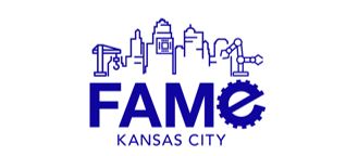 FAME logo with line drawing of city skyline
